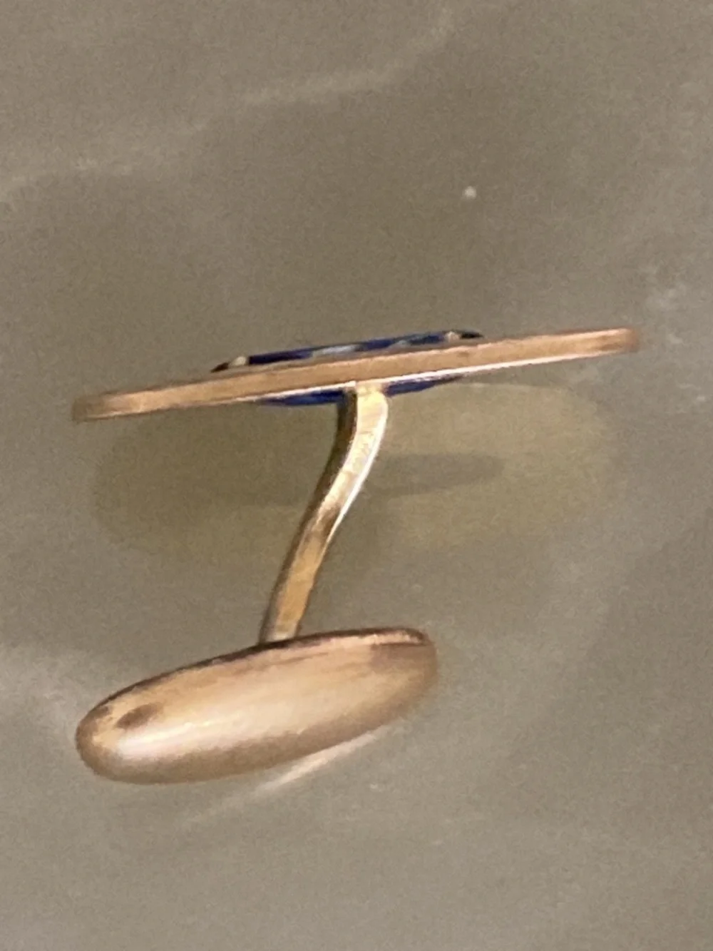 Antique HA & Co Gold Filled Blue Glass Cufflink Single Edwardian c1900
